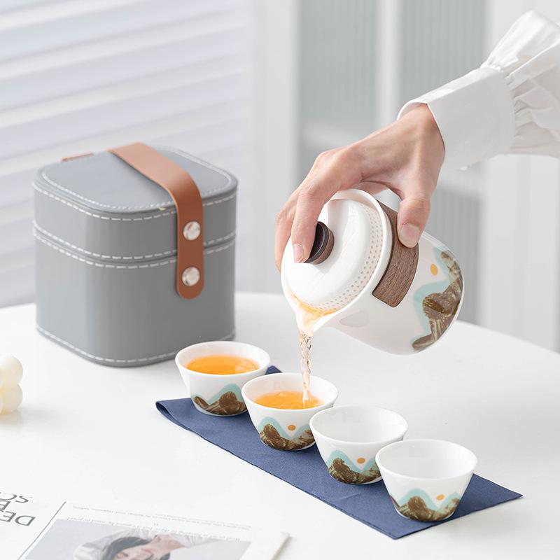 Simple Portable Travel Tea Set Kuaike Cup Small Set Gift Kung Fu Tea Set Teapot Business
