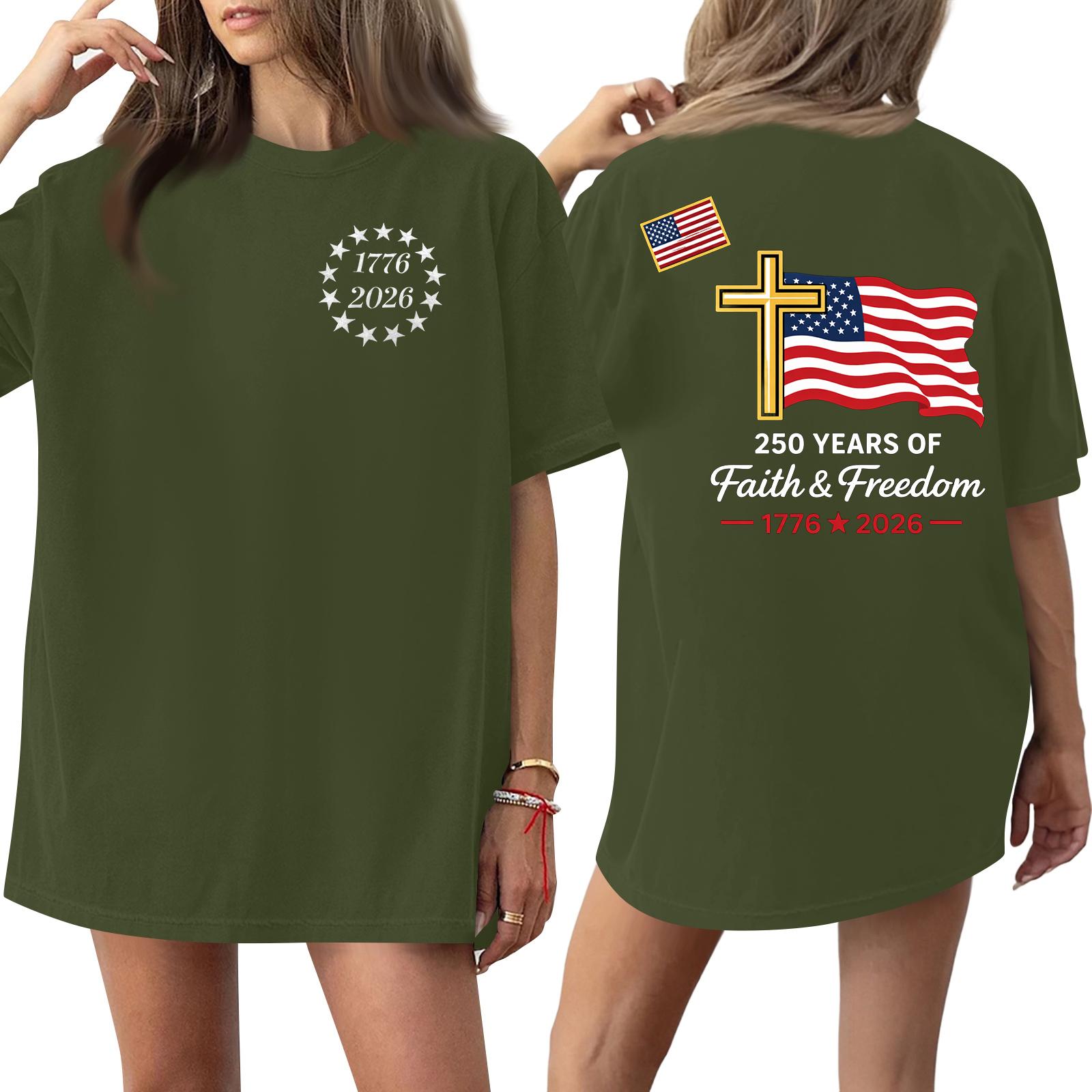 

Women s Casual Fashion Round Neck 0th Anniversary Print Short-Sleeve T-Shirt Top L армия зеленый