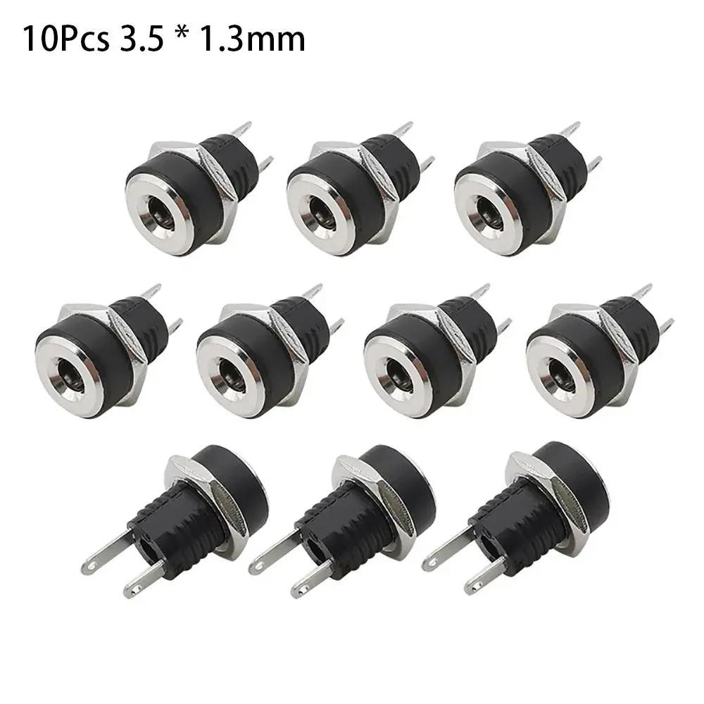 10Pcs DC022B 5.5 x 2.1mm DC Power Jack Supply Socket Connector 3 DC Female 2 Terminal 2 Pin Panel Mount Connector Plug Adapter