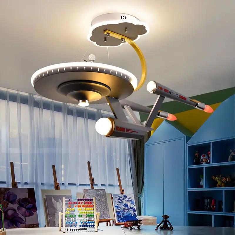 Kids Room Lights Boys Bedroom Light Ceiling Lights Creative Star Trek Spaceship Model Lights Boys Room Light