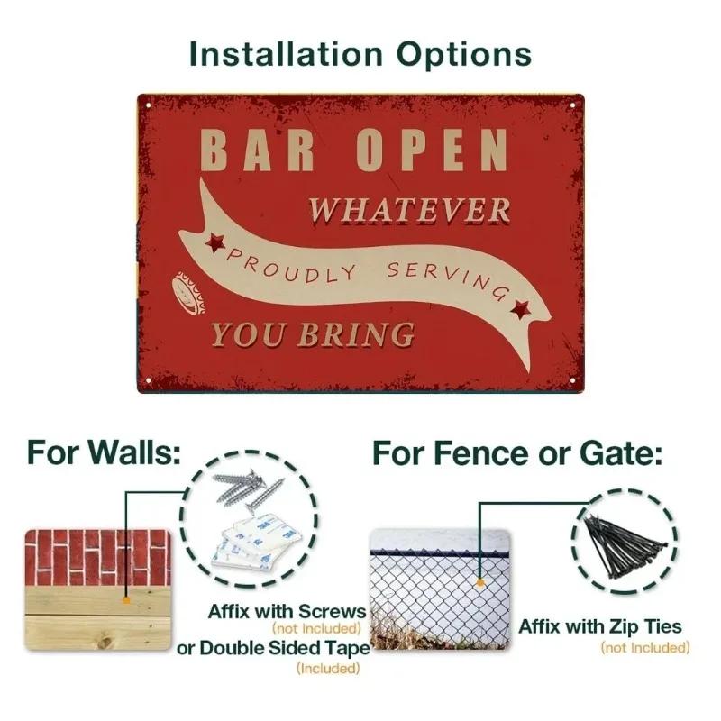 FJ Vintage Bar Signs Bar Decor Funny Bar Open Metal Signs for Home Bar Man Cave Decor Signs 20x30 Cm Retro Bar Metal Iron Signs