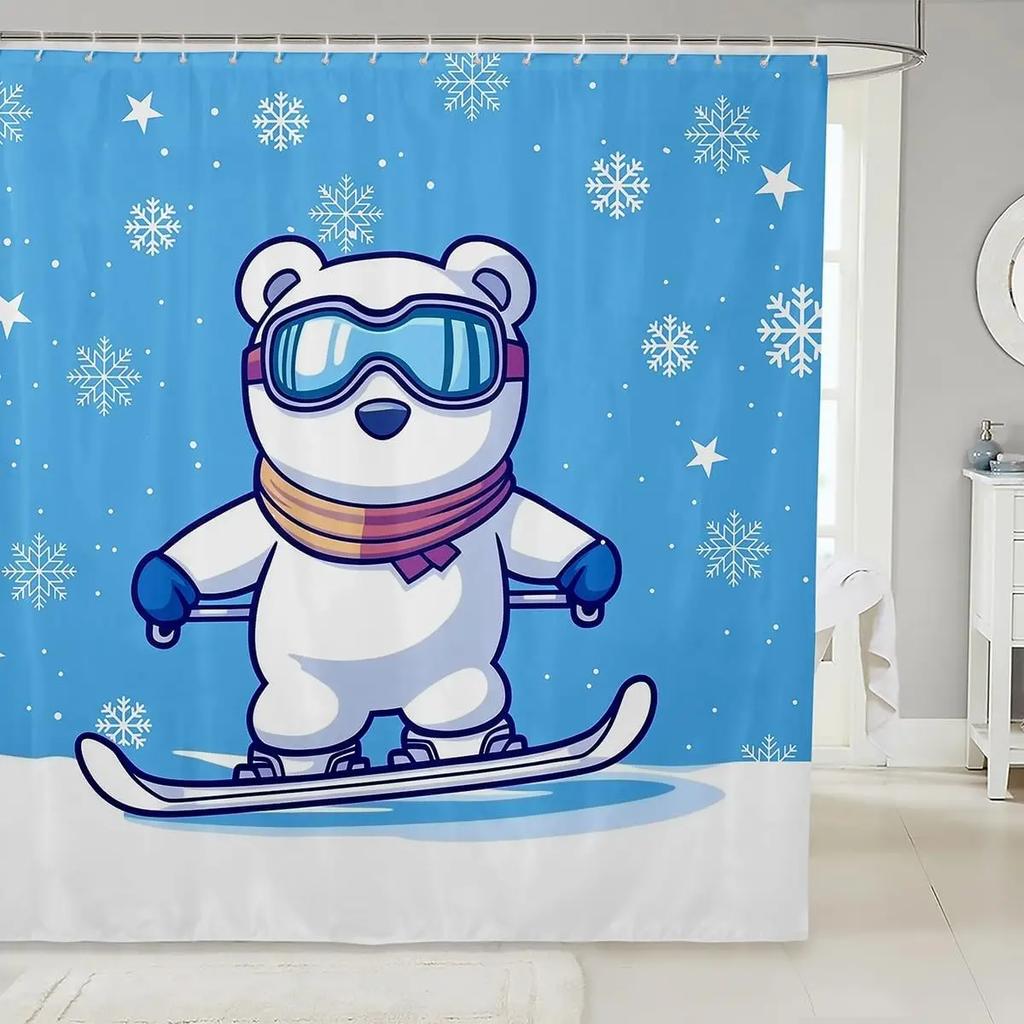 3D Black Cat Shower Curtain Green Plants Patchwork Geometric Plaid Bathroom Curtain for Kids Teens Adults Cute Pet Animal Mode