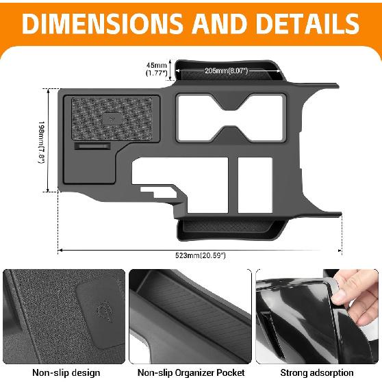 Black Center Console Cover Compatible With 2024 2025 Toyota Land Cruiser First Edition 250/Prado/LC250 Seat Gap Storage Box Center Console Organizer