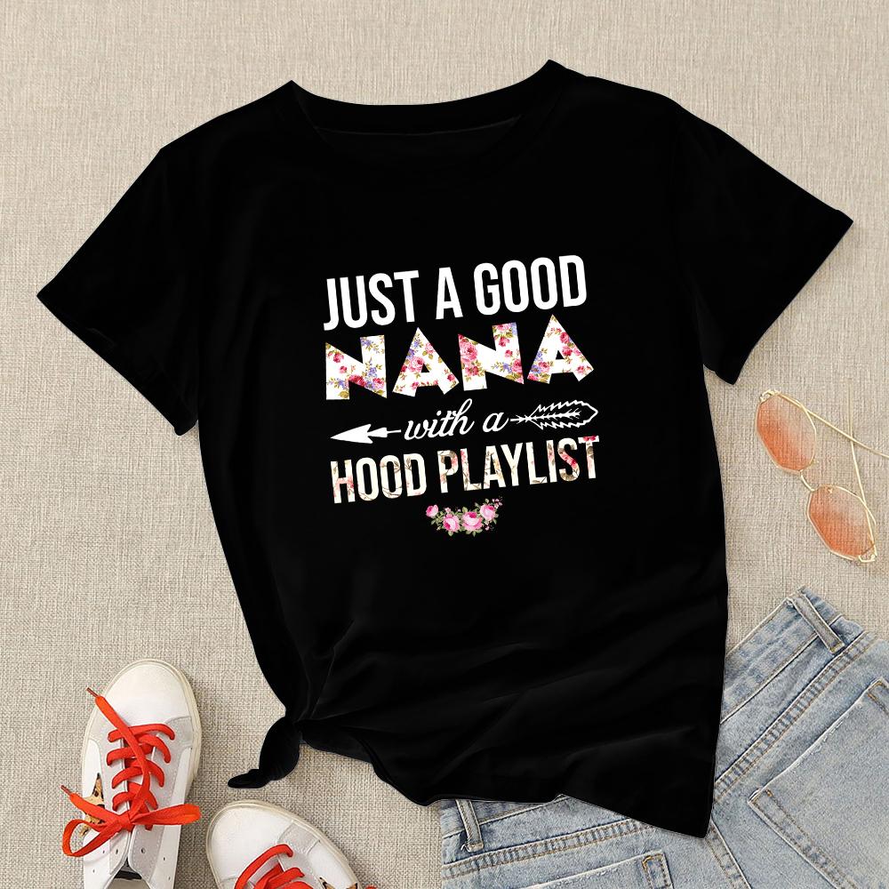 Oversized T Shirt Women Summer Streetwear Black Tops Loose Round Neck Tees Mother S Day Letter