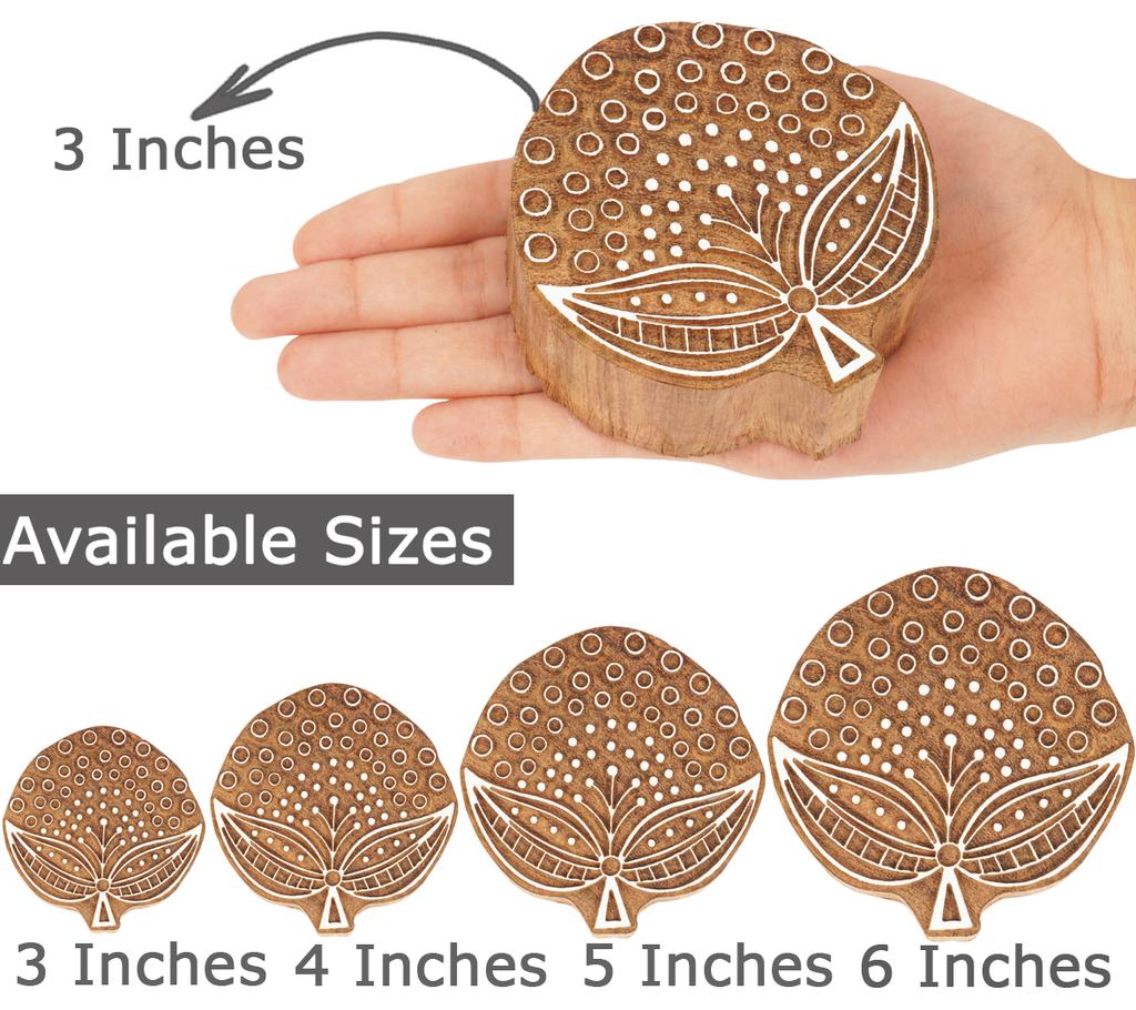 IBA Indianbeautifulart Textile Printing Block Asian Floral Leaf Motif Hand Carved Wooden Stamp Wood Block Printing