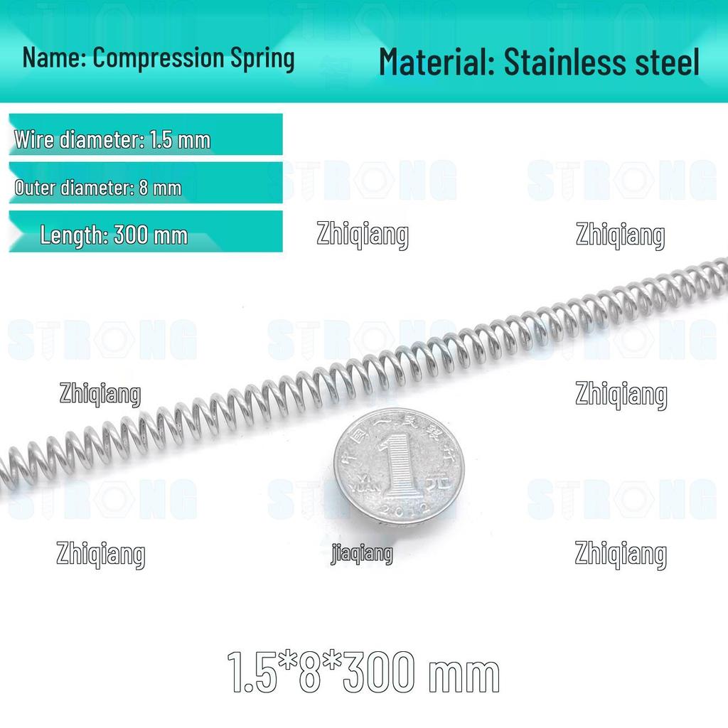 304 Stainless Steel Compression Spring – 300mm Long, High Elasticity, Shock Absorption, Customizable