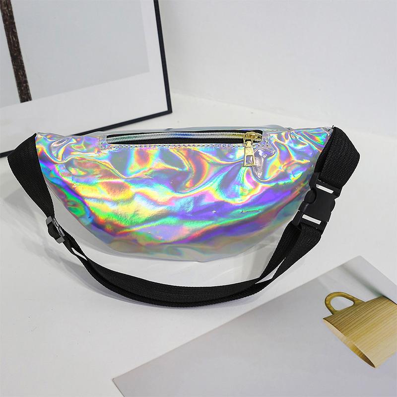 Fashion Dazzling Laser Waist Bag Pu Leather Waterproof Sport Chest Bag Crossbody Bag Holographic Fanny Pack For Boy Girl