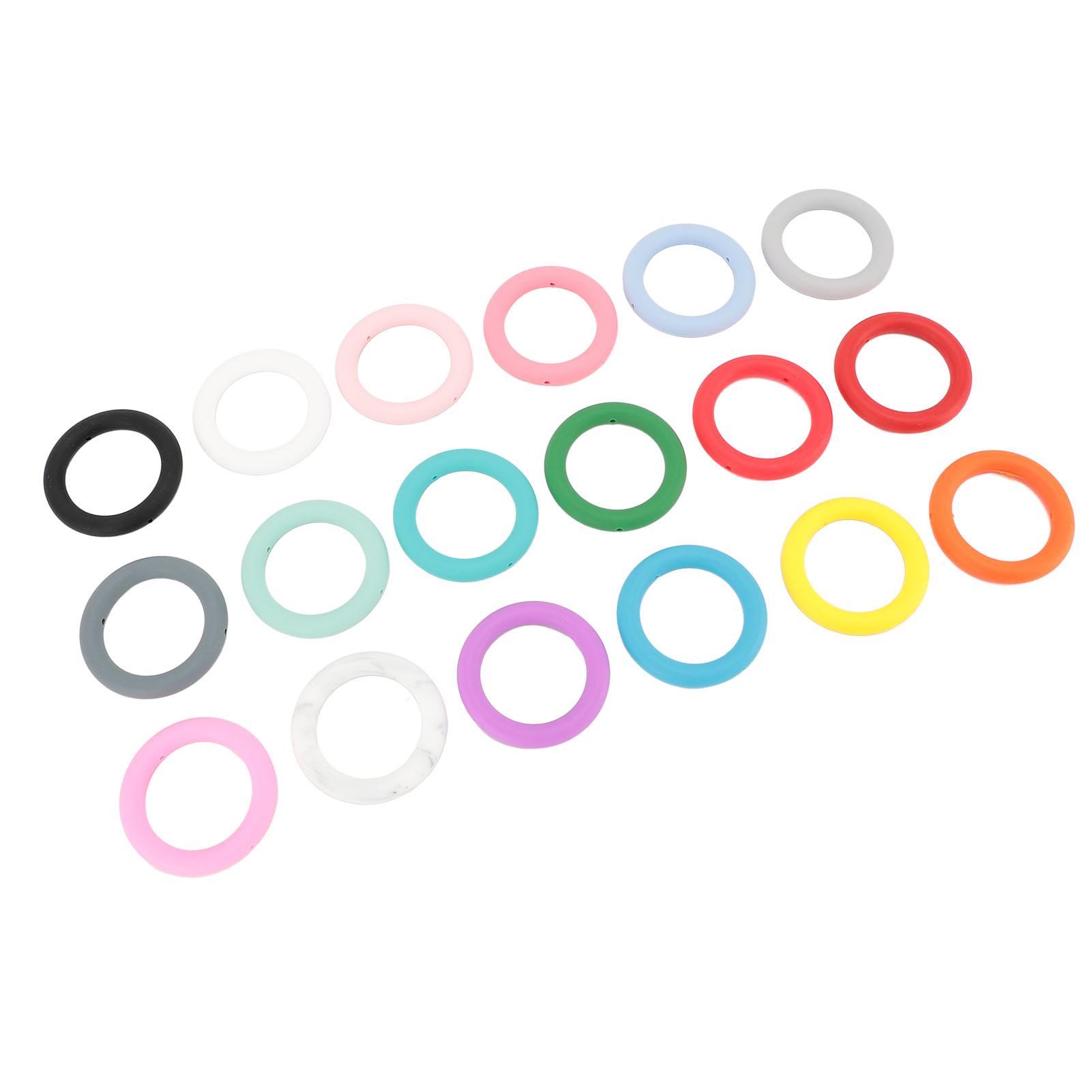 

18 шт. силиконовых колец с бусинами, цветные 65 мм, круглые кольца с 2 отверстиями для брелка