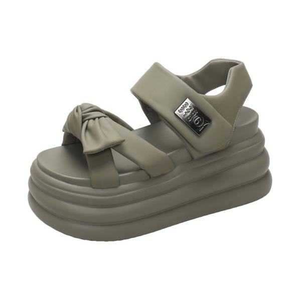 

Модные женские сандалии 2025 Женская пляжная обувь Увеличивающие рост Девочки Новые Удобные Гладиаторские Низкие Бежевые Спортивные С бантом Летние Повседневные Сандалии 36