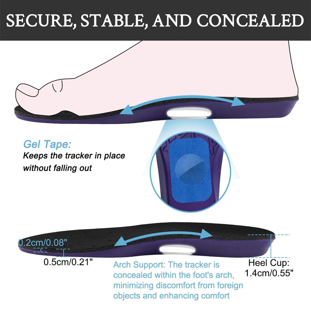 Insoles for Airtag Tracking Devices, Hidden Holder for Airtags, Comfortable and Secure Shoe Insoles for Children and Adults (Size: 21cm)