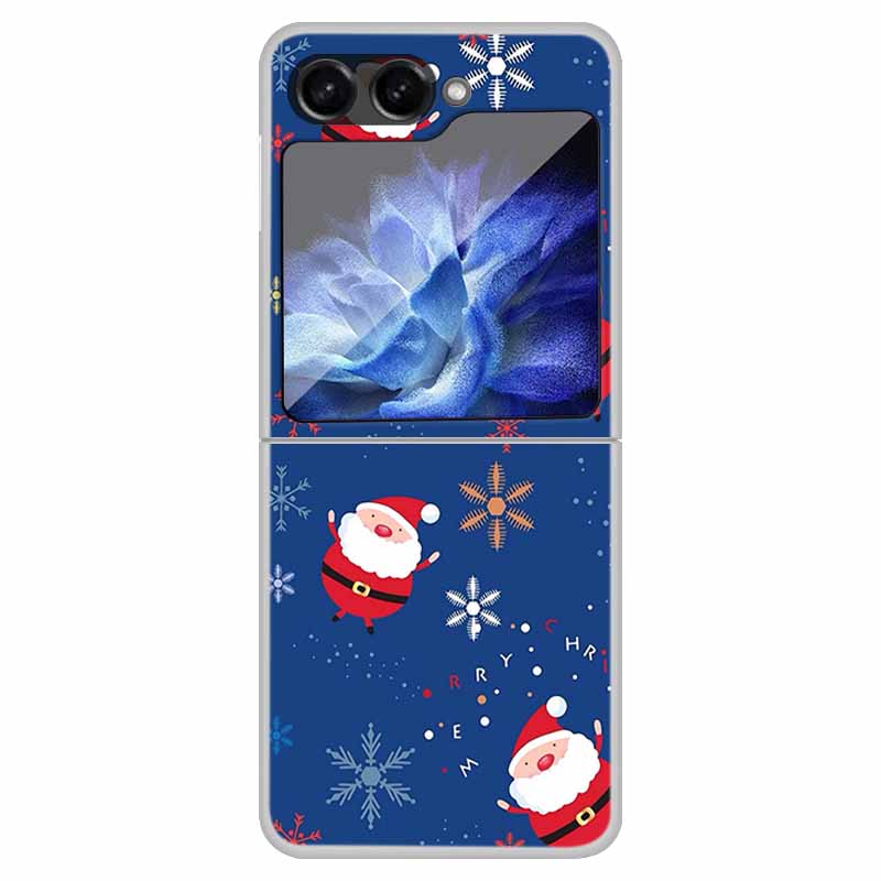 For Samsung Galaxy Z Flip 6 5 4 3 Case Christmas Cute Clear Hard Plastic PC Folding Back Cover For Samsung Z Flip6 Flip5 Flip4