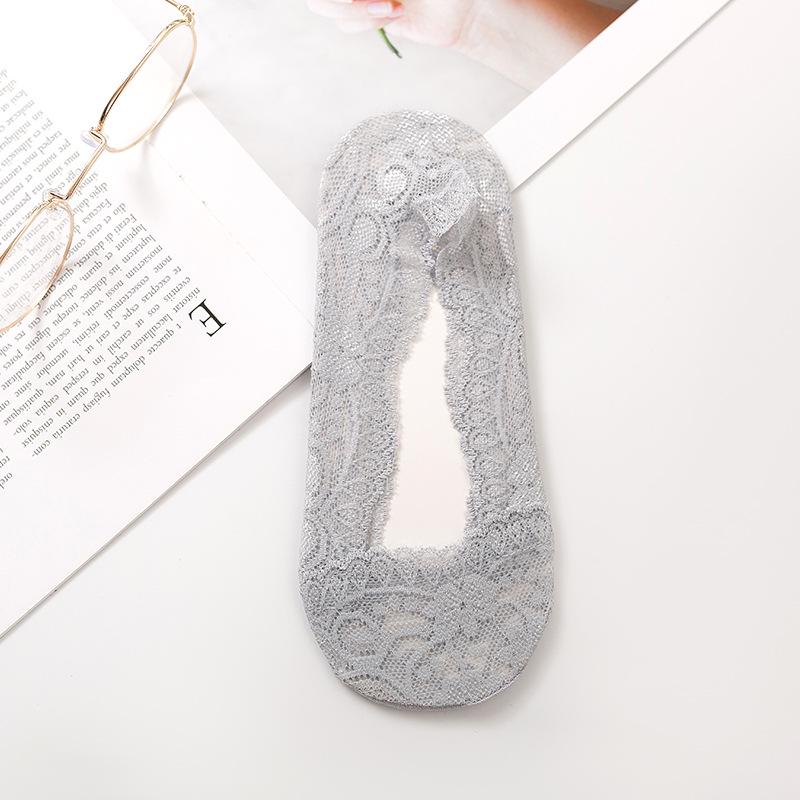 

Women s Non-Slip Low Cut Ice Silk Lace Socks One Size