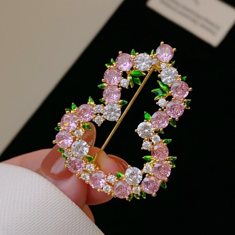 

Fashion Pink Rhinestone Lucky Gourd Shaped Brooches For Women Clothing Accessory Crystal Openwork Gourd Brooch Pin Party Jewelry onesize