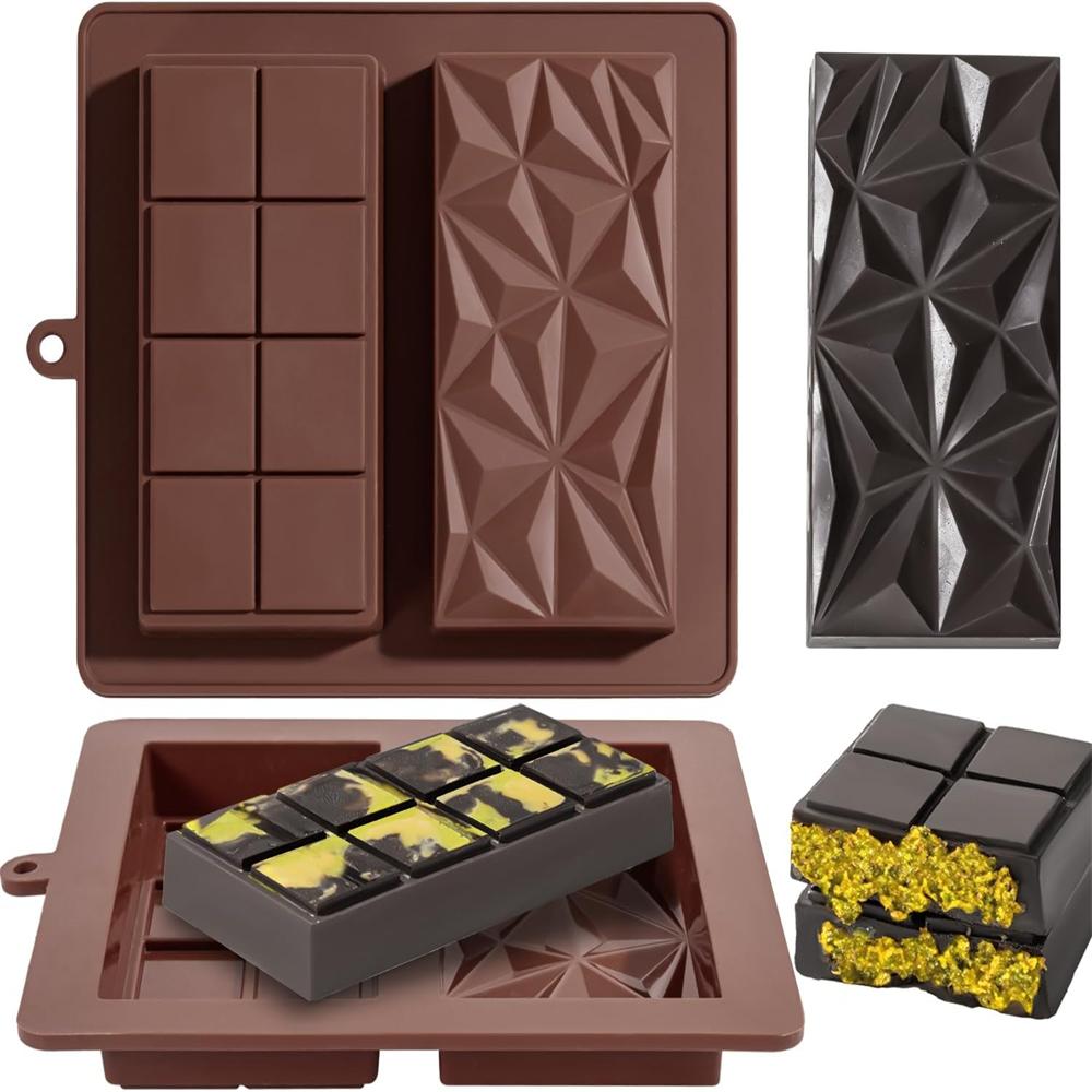Dubai chocolate mold bars Almond chocolate bars Thick silicone mold for filling bars Professional candy-making tool.