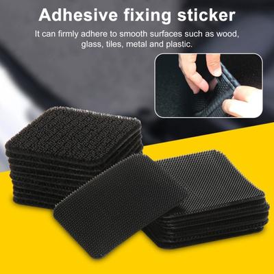 20 Pairs Heavy Duty Fastener Tape Self Adhesive Interlocking Strip Damage-Free Multifunction Car Foot Mat Carpet Fixing Sticker