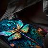4pcs Dragonfly Pattern Printed Car Floor Mats - Universal Front And Rear Full Coverage Interior Decoration Additions, Suitable for Sedans, Vans