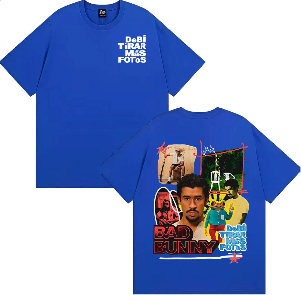 Rapper Bad Bunny Debi Tirar Mas Fotos DTMF Album Tshirts Men Women Fashion Retro Short Sleeve T Shirt 100 Cotton Loose Tshirt