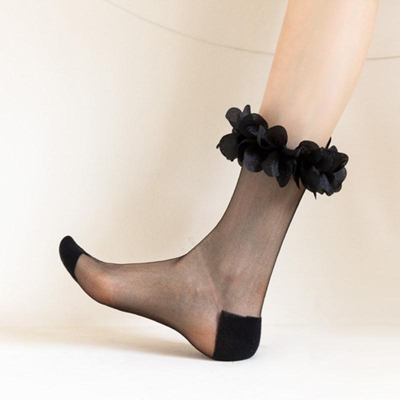 Fluffy Lace Calf Socks Women'S Summer Thin Transparent Stacking Socks Japanese Sweet And Cold Lolita Jk Socks
