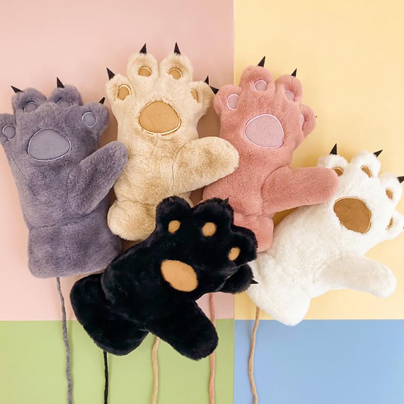 1 Pair Winter Women Bear Palm Paw Plush Gloves Lovers Plushclaw Glove Fluffy Cat Paw Full Finger Gloves Contains Plush Inside