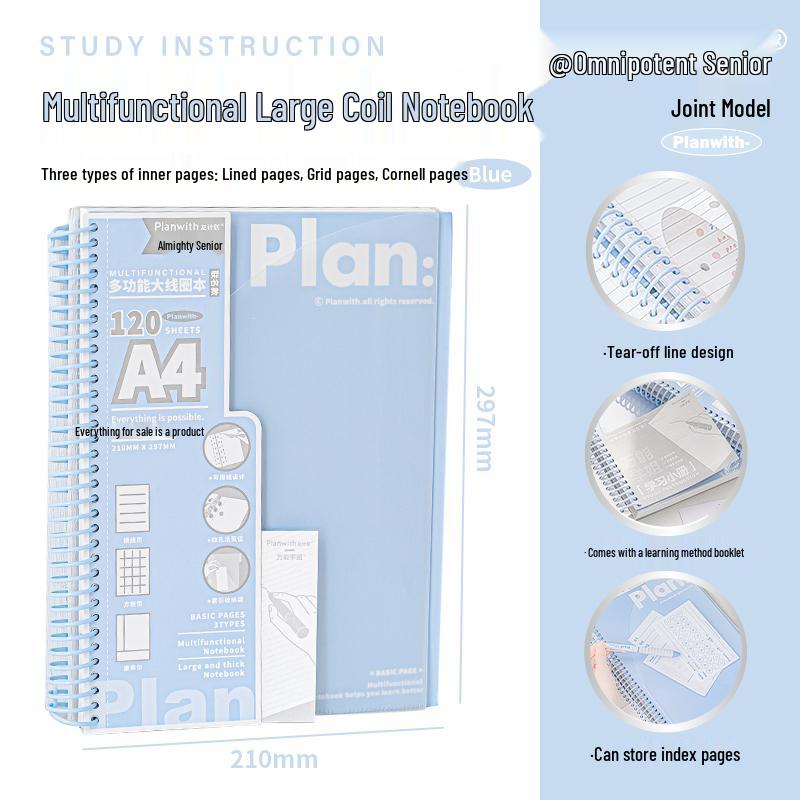 A4 Spiral Loose-Leaf Notebook for Junior High Students - Error Correction & Note-Taking, 2025 Japanese/Korean Style