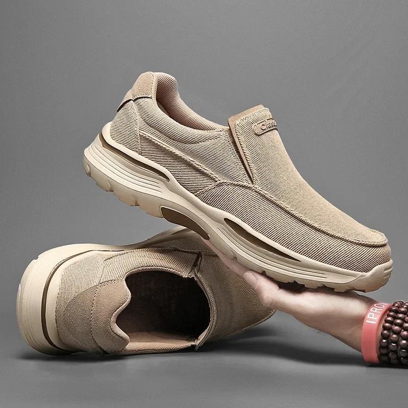 Spring and Autumn New Men's Canvas Shoes One Step Lazy Shoes Breathable Soft soled Men's  Anti slip Casual