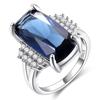 Exquisite Zinc Alloy Color Dark Blue Geometric Rectangle Crystal Zircon Rhinestone Female Ring for Women Party Zircon