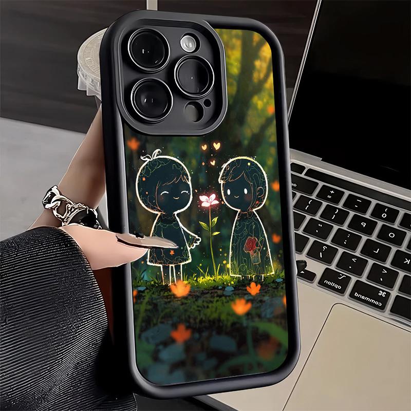 Phone Case for iPhone 17 Air 16E 15 16 Pro Max Nature Cute Child Painting Style Cover 14 Plus 13 12 Mini Soft Shell Silicone Fun