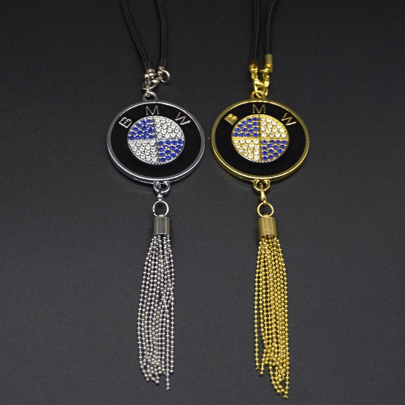 TFLB8 Car Rearview Mirror Diamond Badge Pendant Car Interior AccessoryFor BMW Series X1 X3 X4 X6 E90 E91 I3 I4 F30 F48 F30 F10 E30 E34
