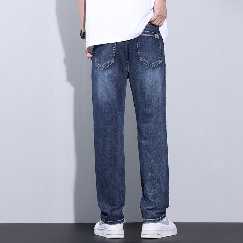 Summer New Light-colored Cool-feeling Men's Jeans Loose Straight Casual Young Men's Light Business Long Pants