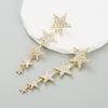 Women's Drop Earrings Mulit Layer Crystal Five Point Star Long Luxury Celebrity Earrings