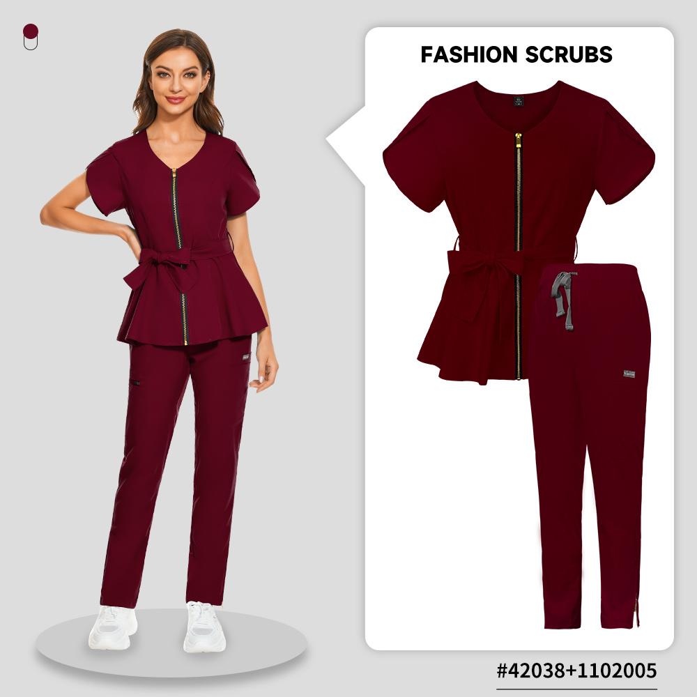 

Размер вилки, косметологические топы + брюки с v-образным вырезом, сплошной цвет, женская медицинская форма с короткими рукавами для спа, одежда для медсестры, рабочая одежда для врачей M бордовый