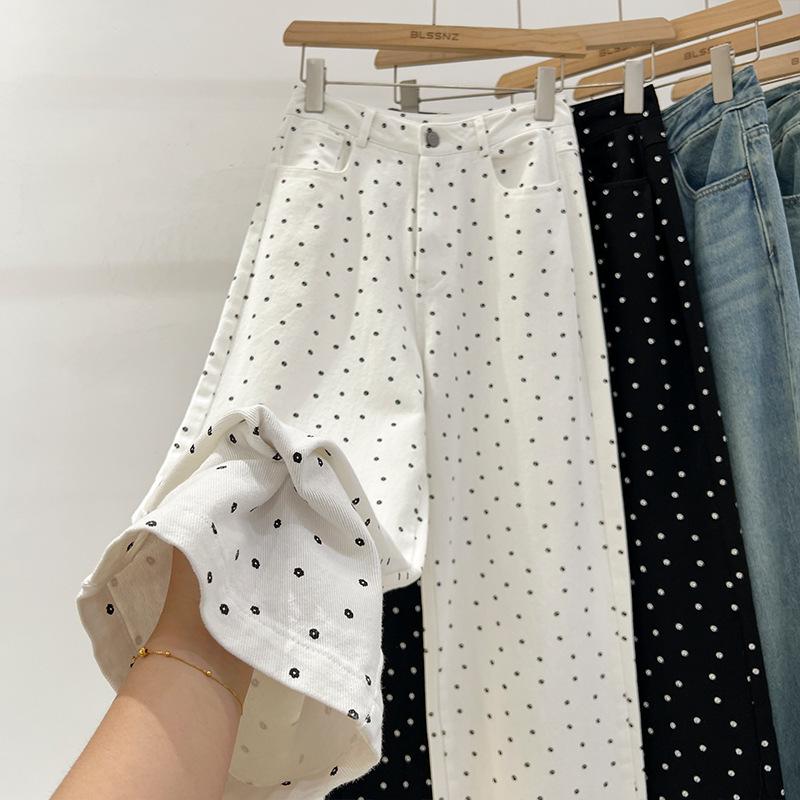 

Летние белые джинсы с высокой посадкой: Женские свободные, стройнящие, прямые, широкие брюки 4XL (suggested 160-175 jin)