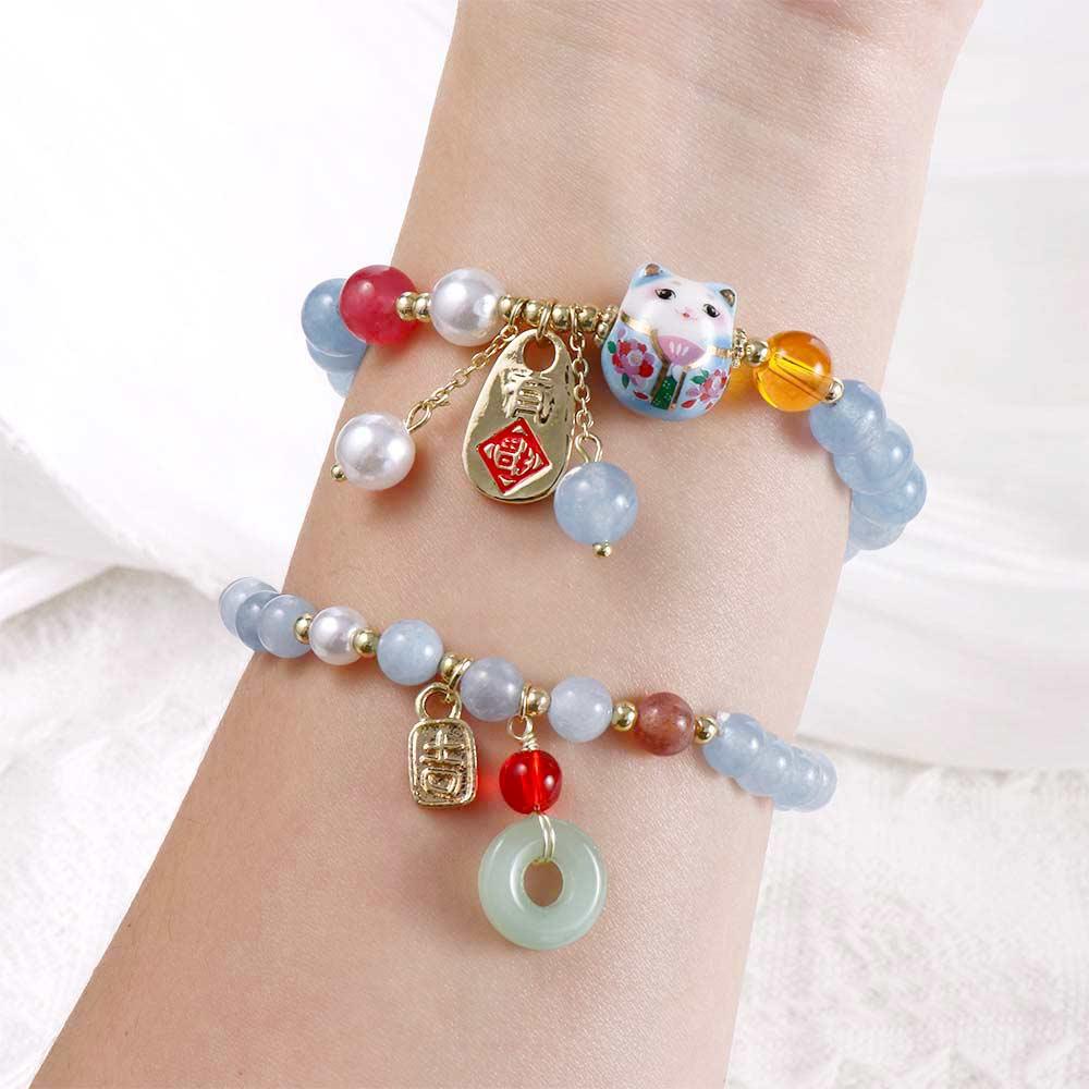 Pearl Emerald Bangles Stone Bracelets Korean Style Bracelets Female Hand Chain Bead Bracelets