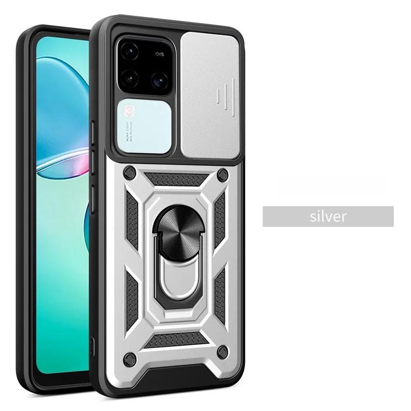 Armor Slide Camera Funda For Vivo V30 Pro 5G Case Magnetic Ring Stand Cover For Vivo V30E V 30 E VivoV30 V30Pro 5G Protect Coque