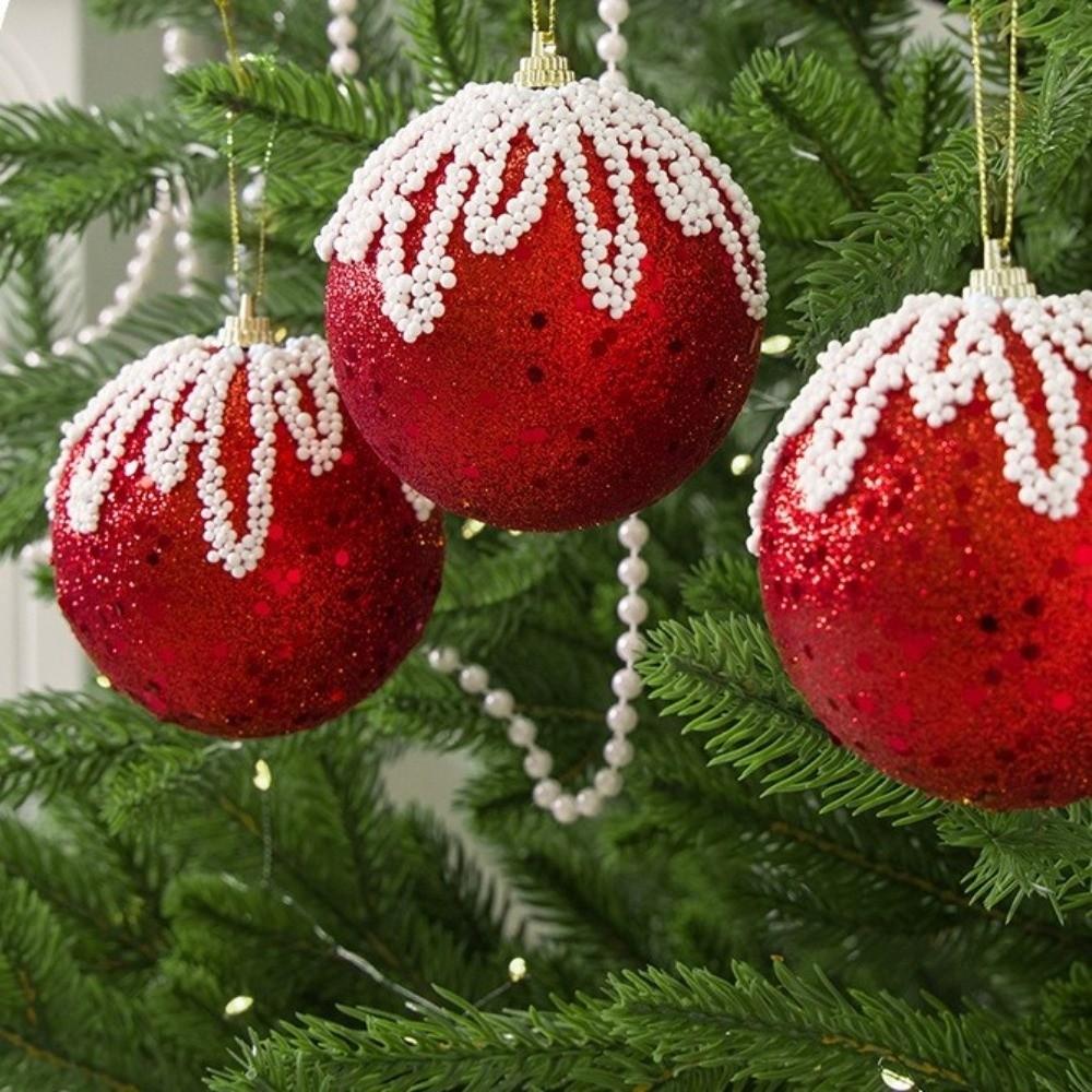 3Pcs/Set Creative Christmas Tree Balls 8CM Xmas Ornament Ball Durable Christmas Ball Home