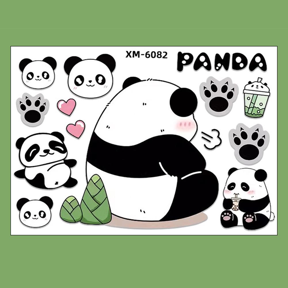 1Pc Motorcycle Bicycle Decal Helmet Car Waterproof Decals Lovely Pandas Night Sign Stickers Creative Exterior Decor Accessories