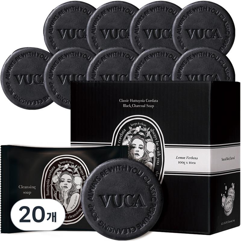 VUCA Classic Houttuynia Cordata Black Charcoal Cleansing Soap Lemon Verbena, 100g x 20 pcs