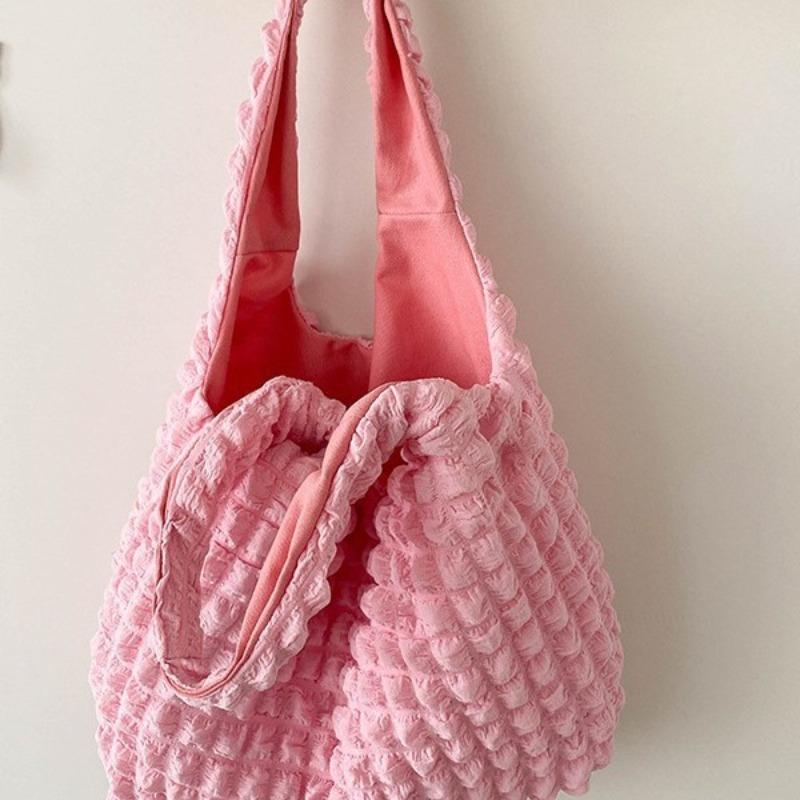 Pleated, Cloud Bag Girl Puff Flower Bag Shoulder Women's New Simple Handbag