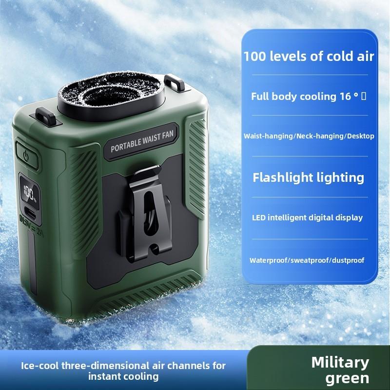 Portable Waist Fan With Rechargeable Battery For Outdoor Work And Camping
