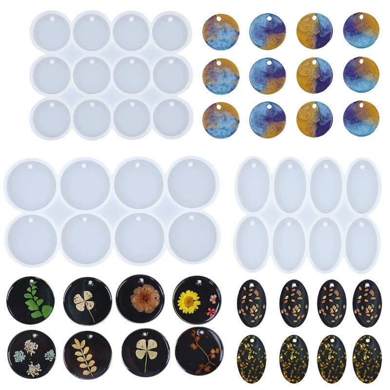 1PC Round Oval Geometric Silicone Mould DIY Epoxy Resin Mold for Jewelry Making Pendant Earrings Key Chain Accessories