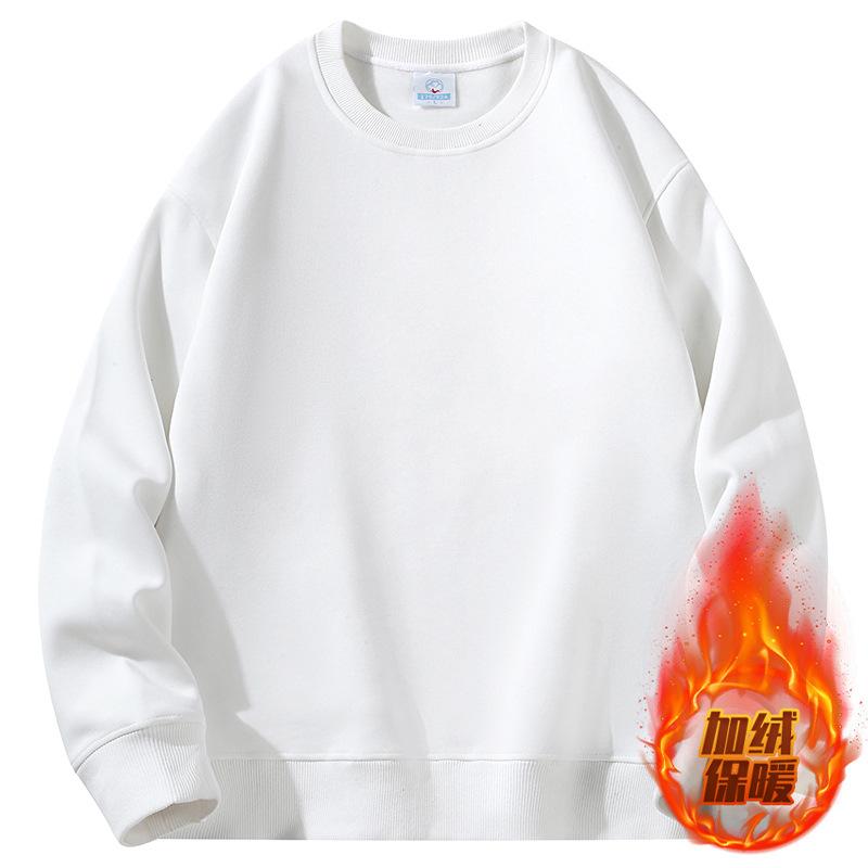 Men's Crew Neck Sweater Fleece Thickened Warm Solid Color Long-sleeved Shirt Trendy Casual Versatile Men's Top Bottoming Shirt