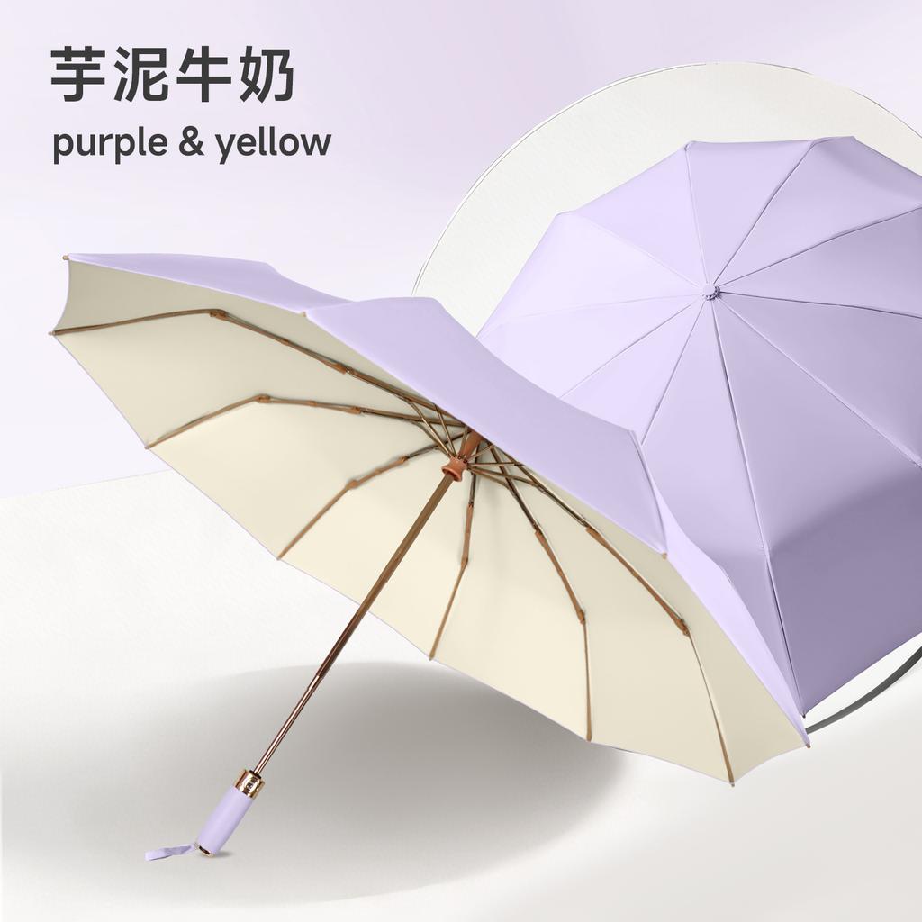 Automatic Umbrella Sunscreen, UV Protection, Weather and Rain Dual-purpose Double Enlarged Solid Folding Men's and Women's Sun Umbrella, Wind Resi