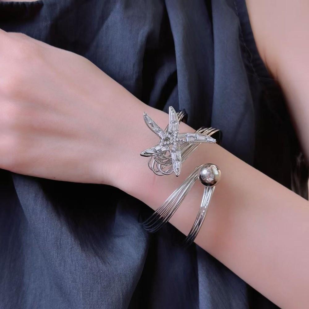 Irregular Starfish Cuff Bracelets Jewelry Crystal Starfish Bangles Star Armband Arm Chain  Women