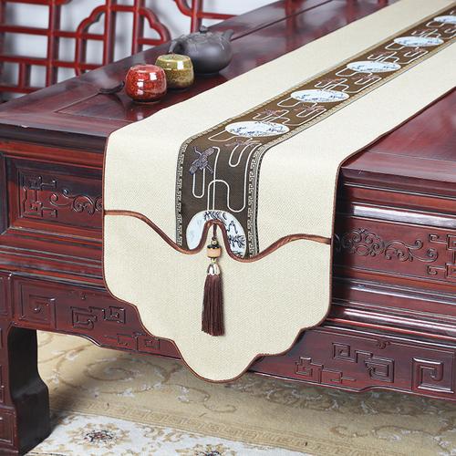 New Chinese Style Table Flag Modern Minimalist Zen Style Waterproof Tea Mat Long Tea Table Fabric Art Tablecloth