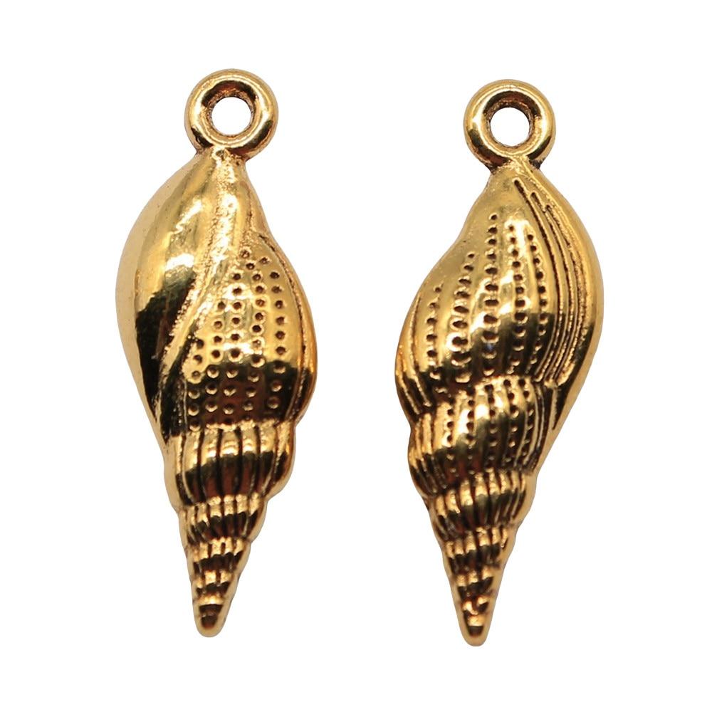 

10шт Раковина Шармы Шармы Античное золото Цвет Цинковый сплав 24X8mm