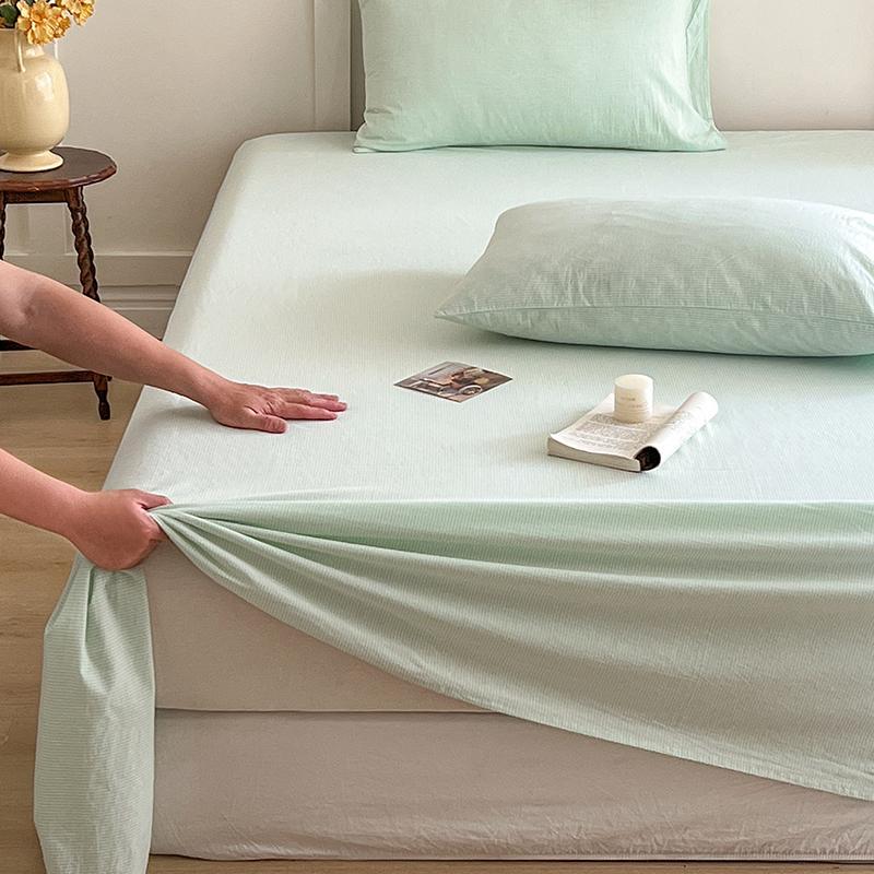 Japanese Thin Striped Washed Cotton Thick Bed Sheet, Bedding Set for Student Single Dormitory