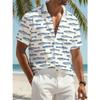 Herren Vintage Hemd mit Fischprint - Kurzarm