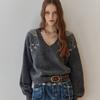 MAXZA Maglia Scollo a V Vestibilità Larga con Decorazione Perle sulla Spalla Ze12qk004na