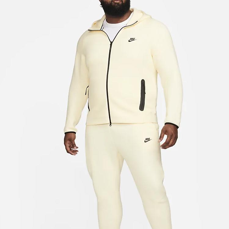 Nike Sportovní mikina s kapucí na zip Tech Fleece Windrunner Kokosové mléko/Černá Pánská Streetwear FB7921-113