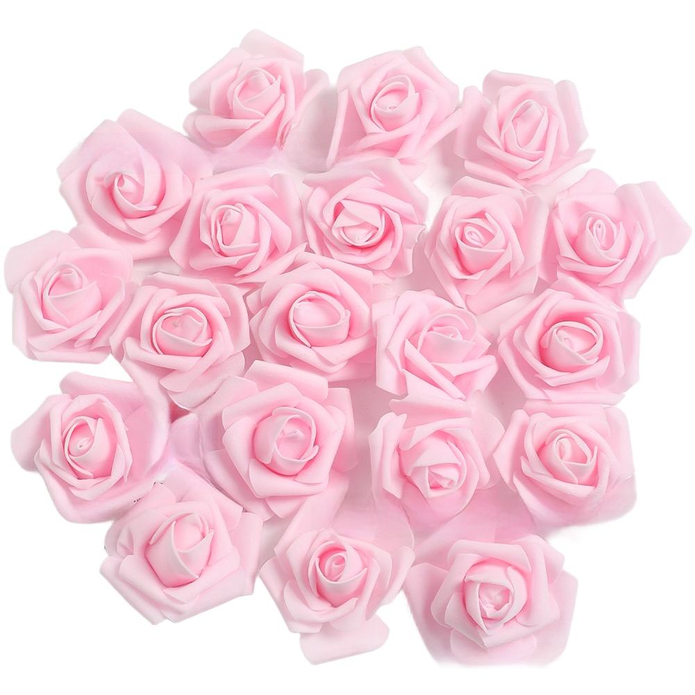 

20 Pcs 7cm Foam Rose Head Artificial Flowers For Wedding Party Home Decor DIY Crafts Simulated Rose Accessories світло-рожевий колір